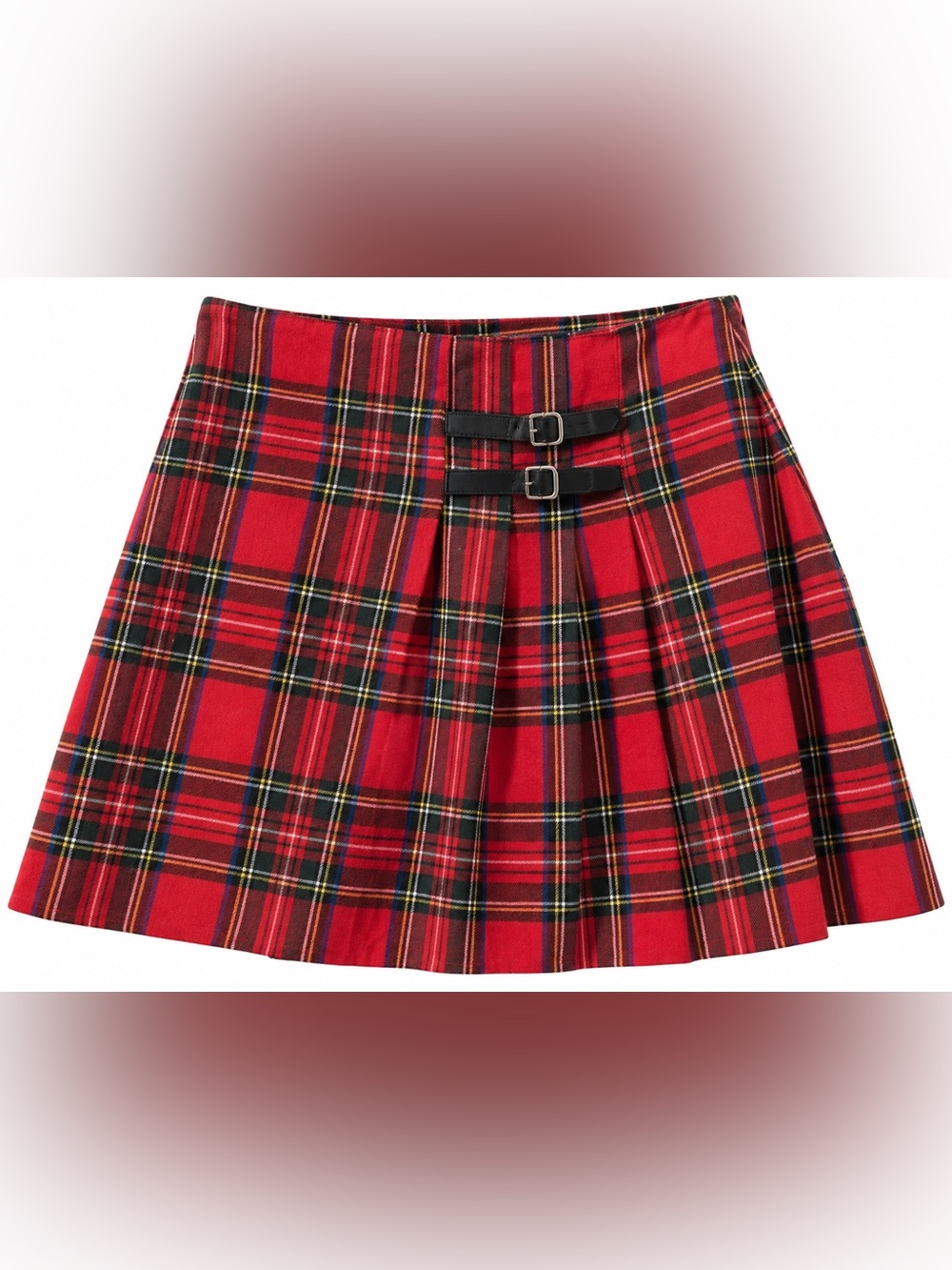 Terra Nostra Red Tartan Plaid Mini Skirt Buckle Y2K Size 6